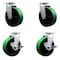 Service Caster 6 Inch Green Poly on Cast Iron Swivel Caster Set with Roller Bearings 2 Brakes SCC-20S620-PUR-GB-2-TLB-2 - alternate 1